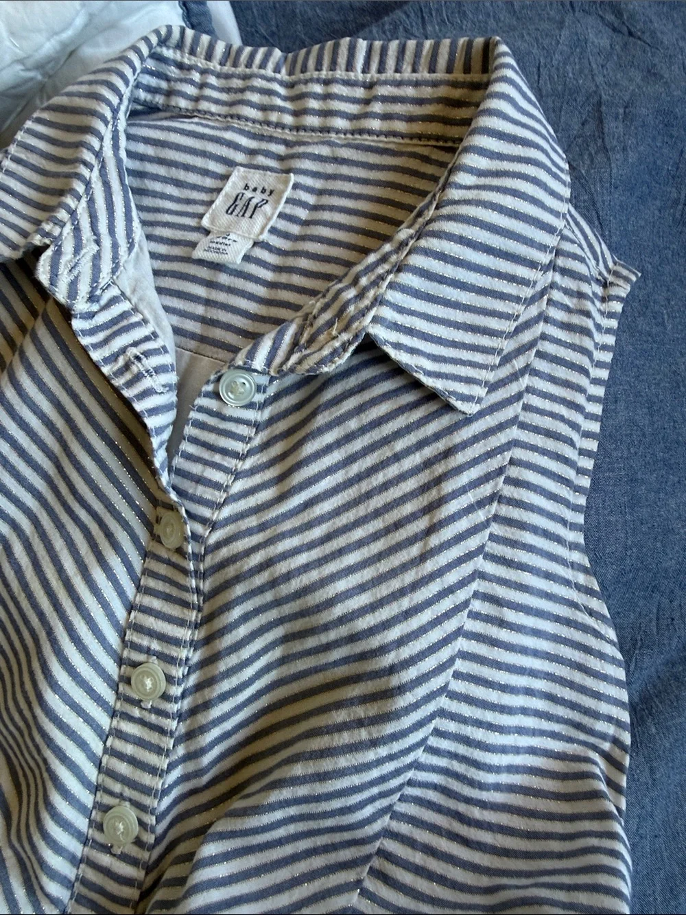 GAP Blue and White Striped Sleeveless Shirt Dress